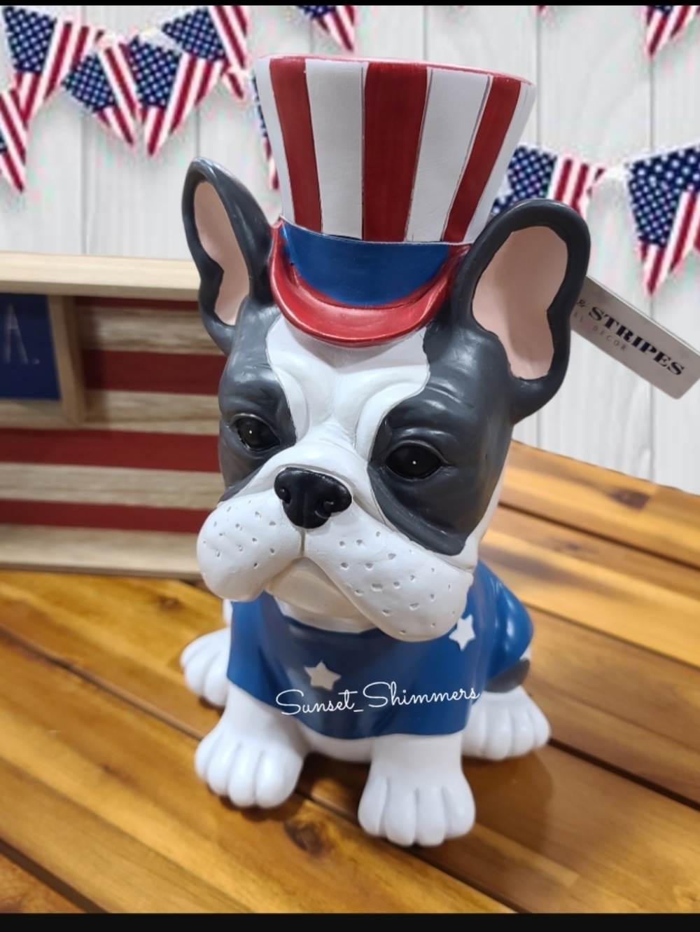 Patriotic Boston Terrier Dog French Bulldog 4th Of July Americana Figure Decor